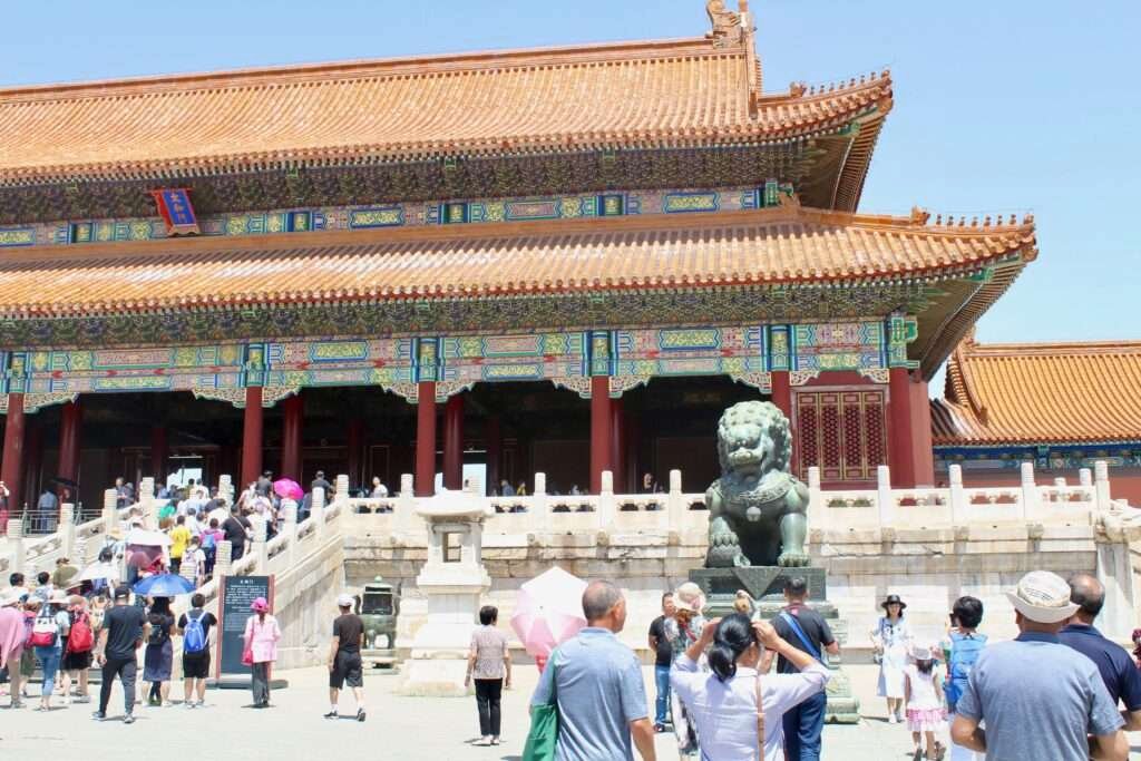Molly from Mollywozhere travel blog inside the Forbidden City,, Beijing, China.