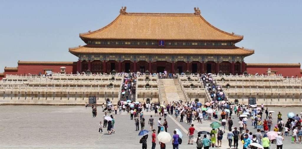 Molly from Mollywozhere travel blog inside the Forbidden City, Beijing, China.
