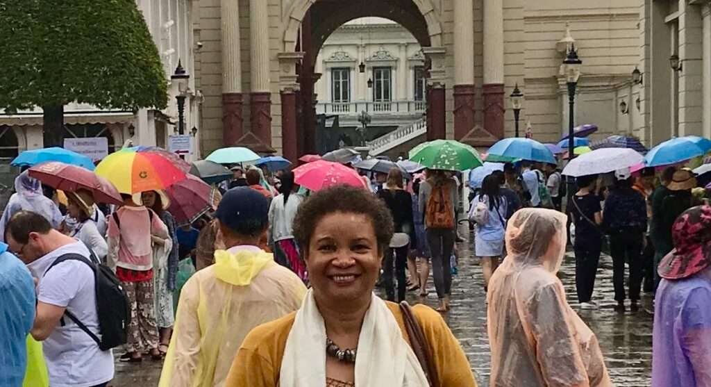 Molly from Mollywozhere travel blog outside the Grand Palace, Bangkok.