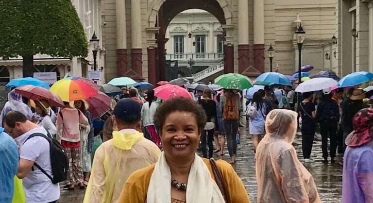 Molly from Mollywozhere travel blog outside the Grand Palace, Bangkok.