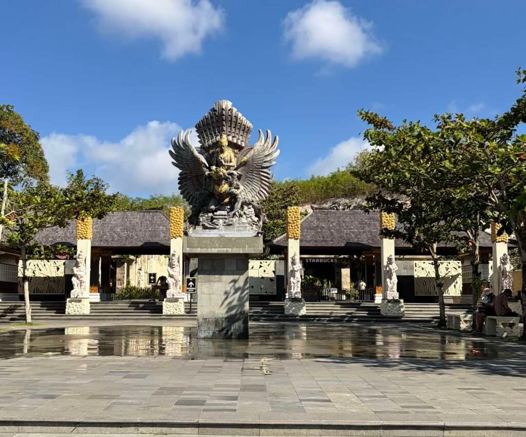 Molly from Mollywozhere travel blog at the entrance of GWK Cultural Park, Bali, Indonesia.